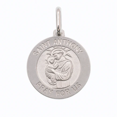 Sterling Silver High Polished Sandblasted Saint Anthony Pendant
