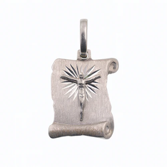 Sterling Silver High Polished Crucifix Scroll Pendant