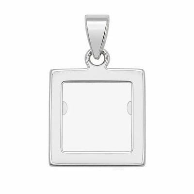 Sterling Silver Rhodium Plated Dainty Square Picture Frame Pendant