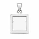 Sterling Silver Rhodium Plated Dainty Square Picture Frame Pendant