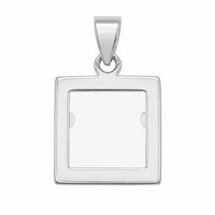 Sterling Silver Rhodium Plated Dainty Square Picture Frame Pendant