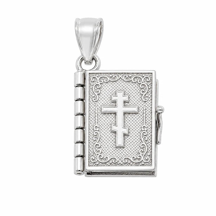 Sterling Silver High Polish Small Russian Bible Pendant