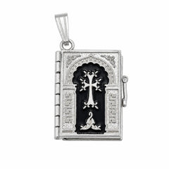 Sterling Silver High Polish Medium Armenian Black Bible Pendant