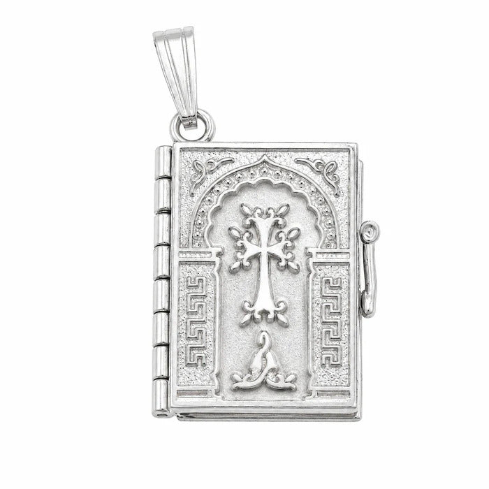 Sterling Silver High Polish Medium Armenian Bible Pendant