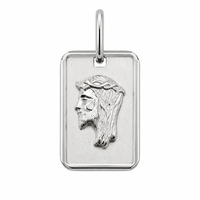 Sterling Silver Jesus Profile Rectangle Pendant