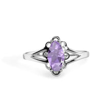 Load image into Gallery viewer, Sterling Silver Rhodium Plated Amethyst Marquise Filigree Birthstone Ring