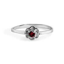 Load image into Gallery viewer, Sterling Silver Rhodium Plated Ruby Dainty Birthstone Ring