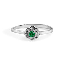 Load image into Gallery viewer, Sterling Silver Rhodium Plated Emerald Dainty Birthstone Ring