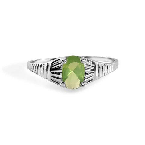 Sterling Silver Rhodium Plated Peridot Rigid Birthstone Ring