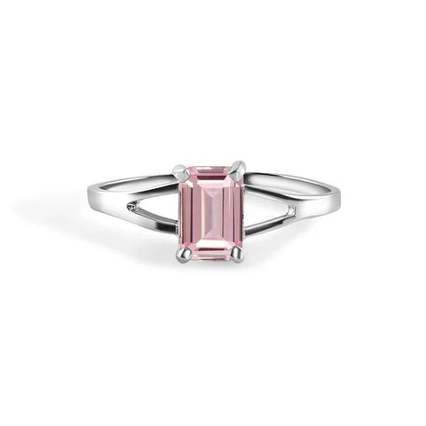 Sterling Silver Rhodium Plated Rose Cut Birthstone Ring