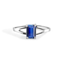 Load image into Gallery viewer, Sterling Silver Rhodium Plated Blue Sapphire Cut Birthstone Ring