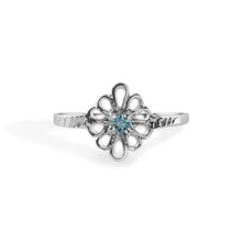 Load image into Gallery viewer, Sterling Silver Rhodium Plated Cubic Zirconia Filagree Birthstone Ring