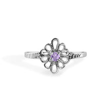 Load image into Gallery viewer, Sterling Silver Rhodium Plated Alexandrite Filagree Birthstone Ring