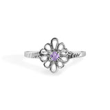 Sterling Silver Rhodium Plated Alexandrite Filagree Birthstone Ring