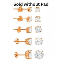 Load image into Gallery viewer, Sterling Silver Rose Gold Plated Round Basket Clear CZ Stud Earring