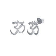 Load image into Gallery viewer, Sterling Silver Rhodium Plated Om Aum Stud Earrings
