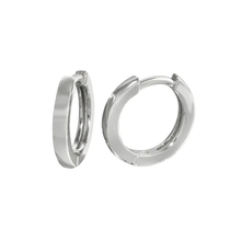 Load image into Gallery viewer, Sterling Silver Rhodium Plated Huggie Hoop Earring