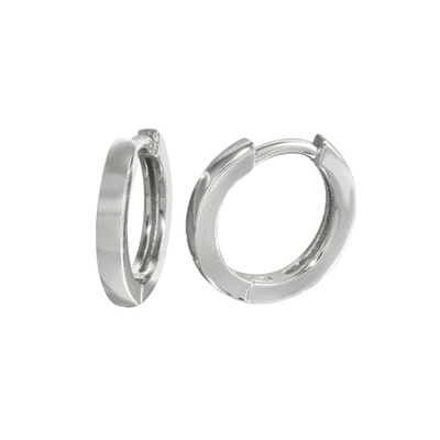 Sterling Silver Rhodium Plated Huggie Hoop Earring