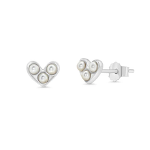 Load image into Gallery viewer, Sterling Silver Rhodium Plated Heart Synthetic Pearl Stud Earring