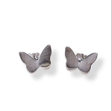 Sterling Silver Rhodium Plated Plain Butterfly Stud Earrings