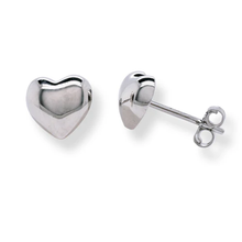 Load image into Gallery viewer, Sterling Silver Rhodium Plated Plain Heart Stud Earrings