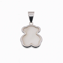 Sterling Silver Rhodium Plated Fresh Water Pearl Teddy Bear Pendant