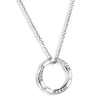 Sterling Silver Rhodium Plated Clear CZ Open Circle DREAM Engraved Necklace