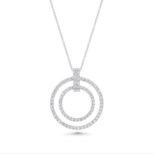 Load image into Gallery viewer, Sterling Silver Rhodium Plated Graduating CZ Circle Pendant