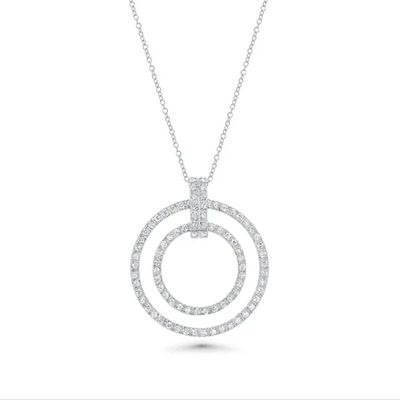 Sterling Silver Rhodium Plated Graduating CZ Circle Pendant