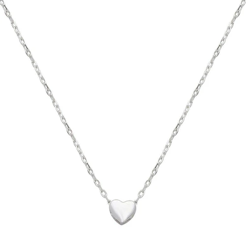 Sterling Silver Rhodium Plated Small Heart Necklace