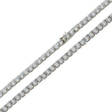 Sterling Silver Rhodium Plated Clear CZ Round CZ Tennis Necklace and Bracelet