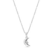 Load image into Gallery viewer, Sterling Silver Rhodium Plated Moon Face Adjustable Pendant Necklace