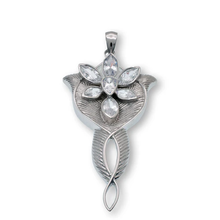 Load image into Gallery viewer, Sterling Silver Rhodium Plated Evenstar Marquise Clear CZ Pendant
