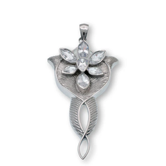 Sterling Silver Rhodium Plated Evenstar Marquise Clear CZ Pendant