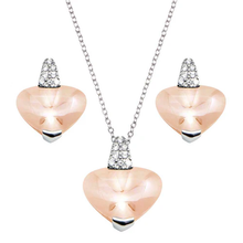 Load image into Gallery viewer, Sterling Silver Rhodium Plated Heart Champaign CZ Set