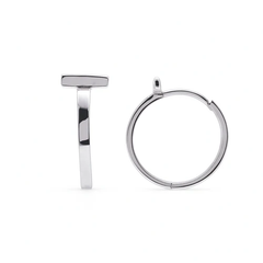 Sterling Silver Rhodium Plated Bar Huggie Hoop Earrings