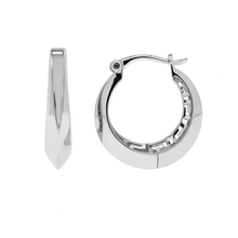 Load image into Gallery viewer, Sterling Silver Rhodium Plated Greek Key Hoop Earrings