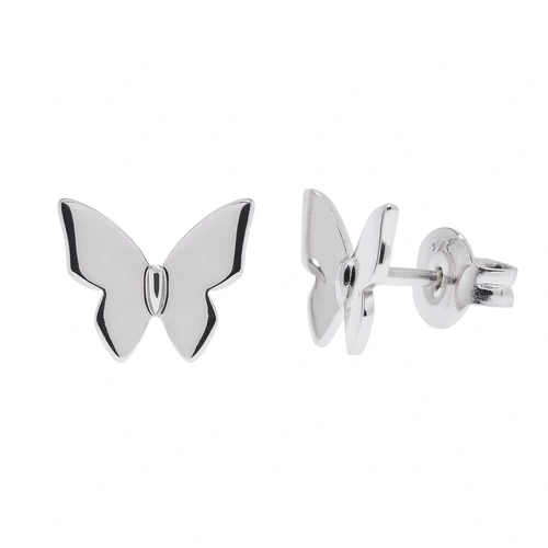 Sterling Silver Rhodium Plated Butterfly Stud Earrings