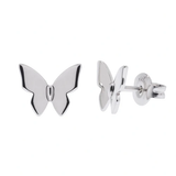 Sterling Silver Rhodium Plated Butterfly Stud Earrings