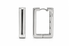 Load image into Gallery viewer, Sterling Silver Rhodium Plated Square Hoop Earrings