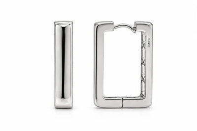 Sterling Silver Rhodium Plated Square Hoop Earrings