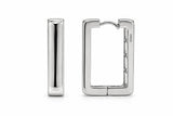 Sterling Silver Rhodium Plated Square Hoop Earrings