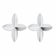 Load image into Gallery viewer, Sterling Silver Rhodium Plated Diamond Cut Quatrefoil Stud Earrings
