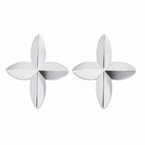 Sterling Silver Rhodium Plated Diamond Cut Quatrefoil Stud Earrings