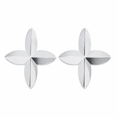 Sterling Silver Rhodium Plated Diamond Cut Quatrefoil Stud Earrings