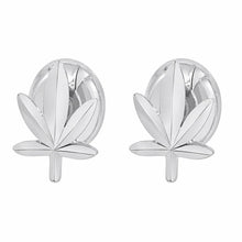Load image into Gallery viewer, Sterling Silver Rhodium Plated Diamond Cut Cannabis Stud Earrings