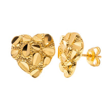 Load image into Gallery viewer, Sterling Silver Gold Plated Medium Nugget Heart Stud Earrings