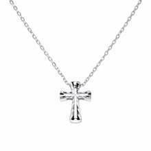 Load image into Gallery viewer, Sterling Silver Rhodium Plated Diamond Cut Cross Necklace