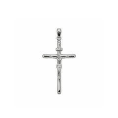 Sterling Silver Rhodium Plated Classic Jesus Crucifix Cross Pendant