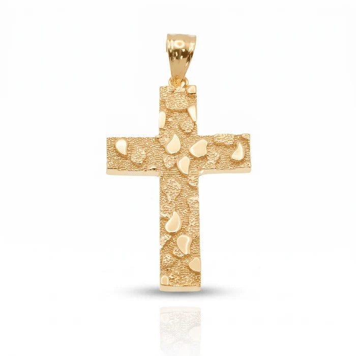 Sterling Silver Gold Plated Nugget Crucifix Pendant